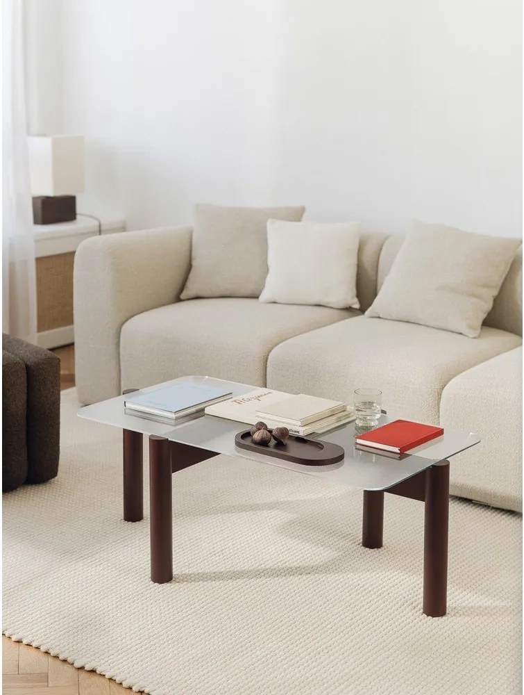 Borvörös dohányzóasztal üveg asztallappal 55x105 cm Kob – noo.ma