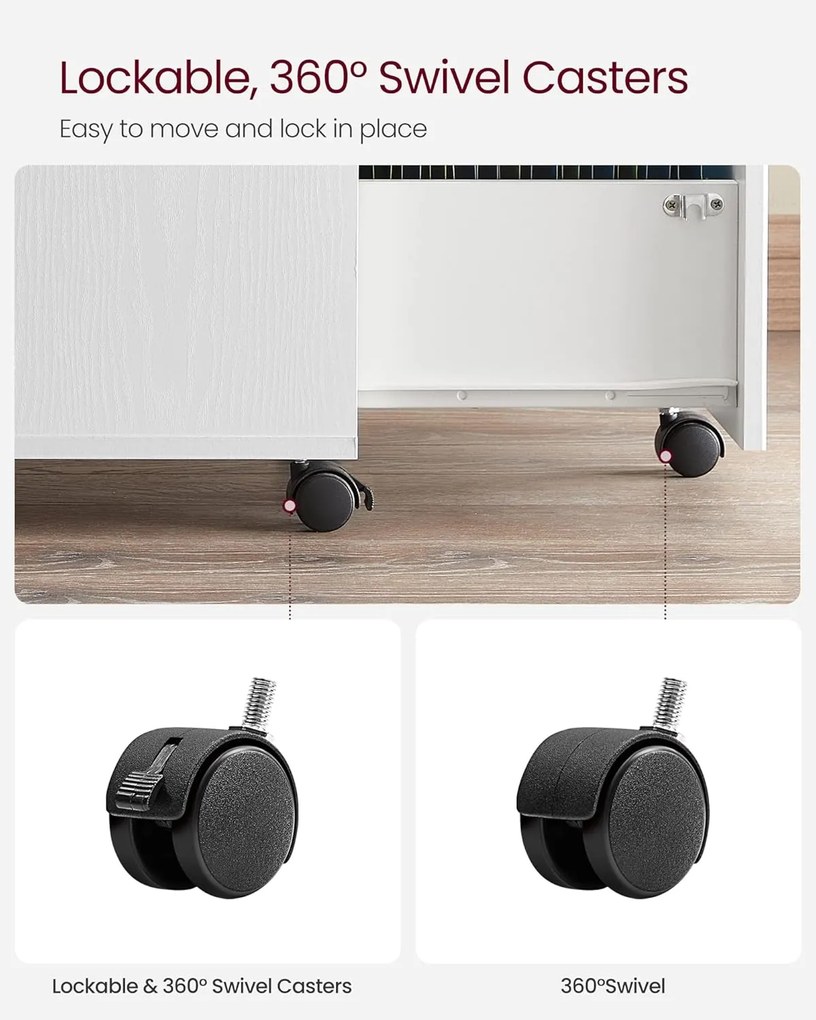 2 fiókos gurulós iratszekrény zárható irattároló fehér