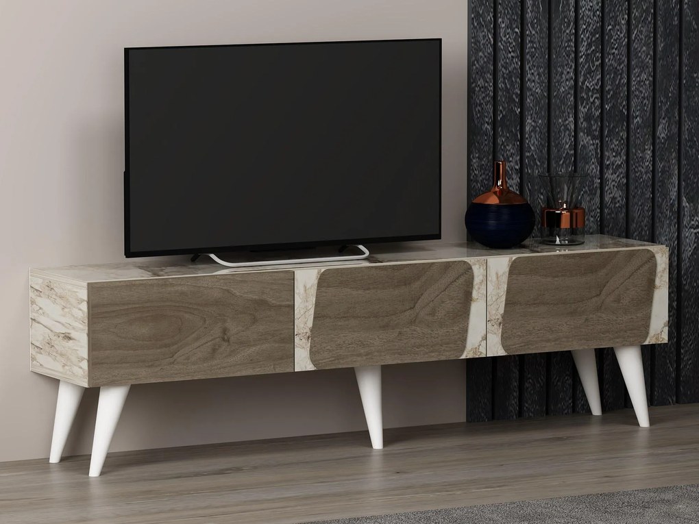 TV asztal/szekrény Sepiva (mramor + orech) . Akció -22%. 1095262