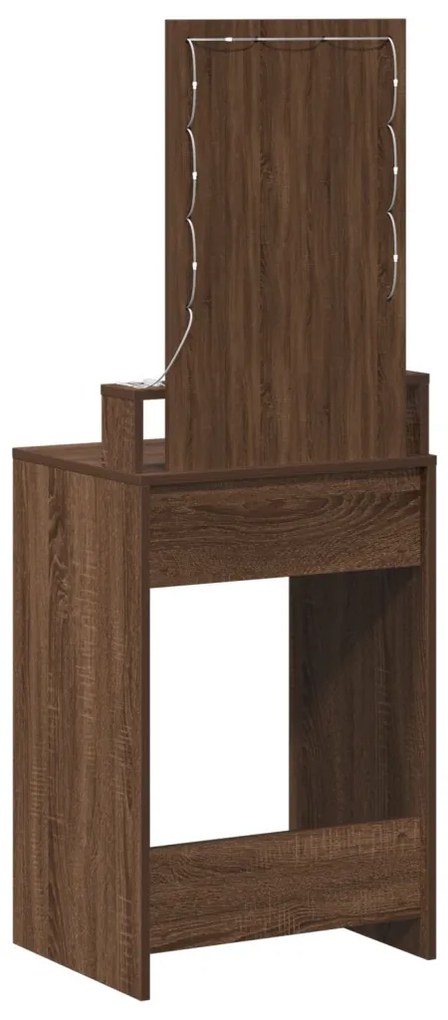 Sminkasztal LED világítással Barna tölgy 50x41x140 cm