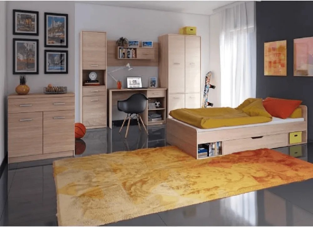 Egyszemélyes ágy 1S/90, sonoma tölgyfa, TEYO