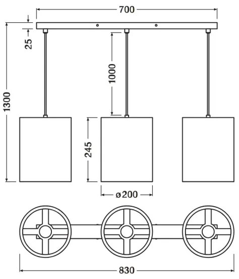 Ledvance - Csillár zsinóron DECOR CARDBOARD 3xE27/15W/230V