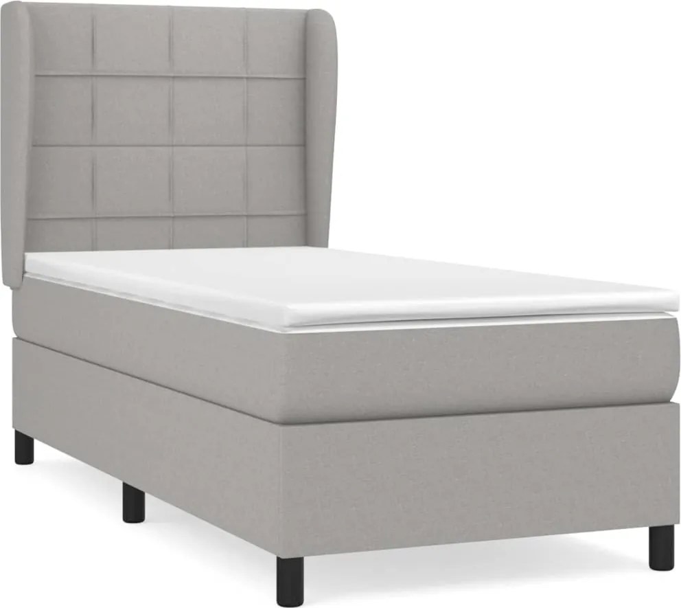 vidaXL világosszürke szövet rugós ágy matraccal 90 x 200 cm