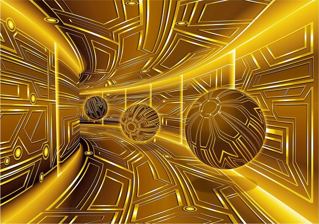 Fotótapéta flizelina Geometrikus alagút sárga mélység méret 250x175 +ragasztó