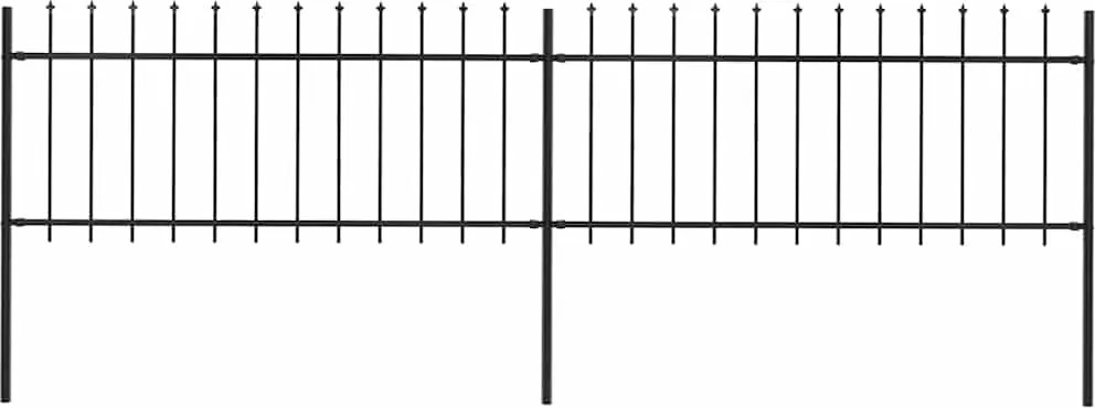 vidaXL fekete acél kerti kerítés lándzsás tetejű 359 x 80 cm