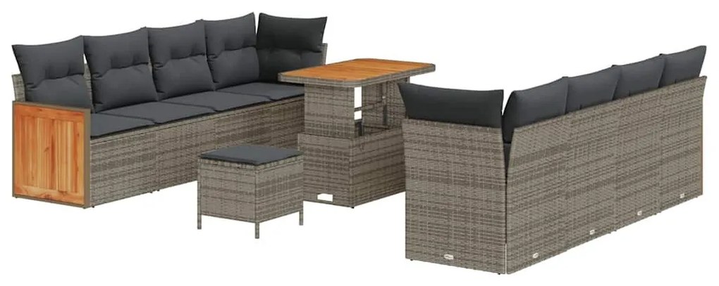 Kerti Kanapé Szett 11 pcs Szürke 90 x 55 x 71 cm polirattan