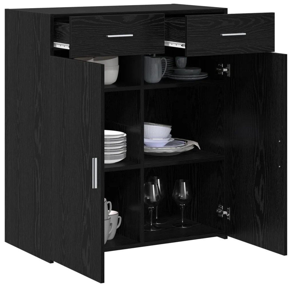 tárolószekrény fekete tölgy 80x42,5x93,5 cm szerelt fa