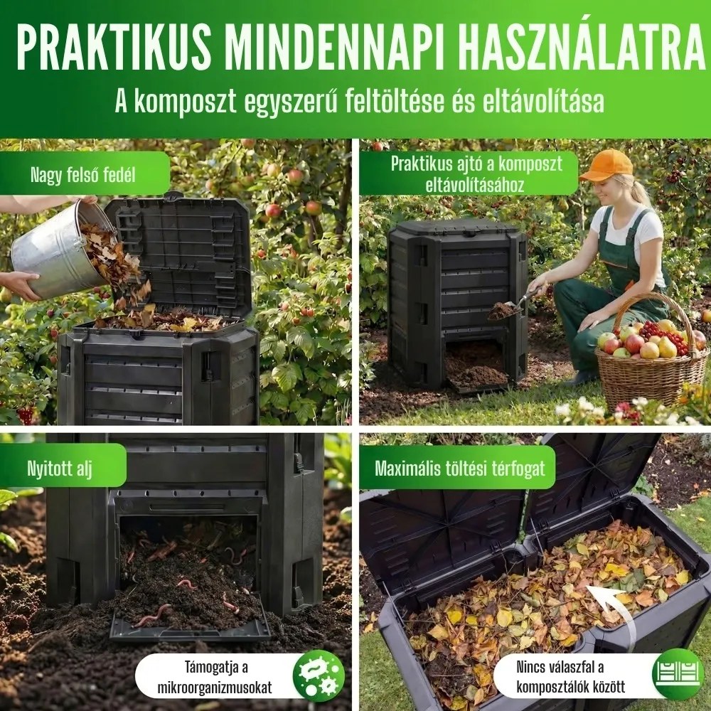 Kerti komposztáló - Compogreen 800 l, fekete Prosperplast