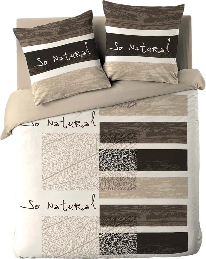 Barna kétszemélyes pamut ágyneműhuzat 200x200 cm So Natural – douceur d'intérieur