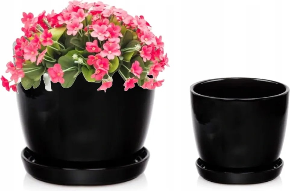 Kerámia kaspó fekete virágtartóval 24x20 cm