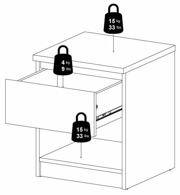 Fekete éjjeliszekrény Naia - Tvilum