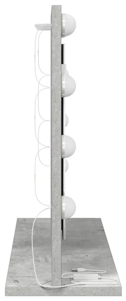Toalett Tükör LED -es lámpákkal Beton Szürke 60 x 45 x 18 cm