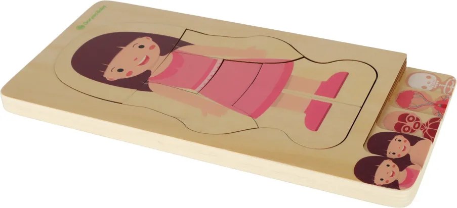 Fa réteges puzzle testépítő montessori lány