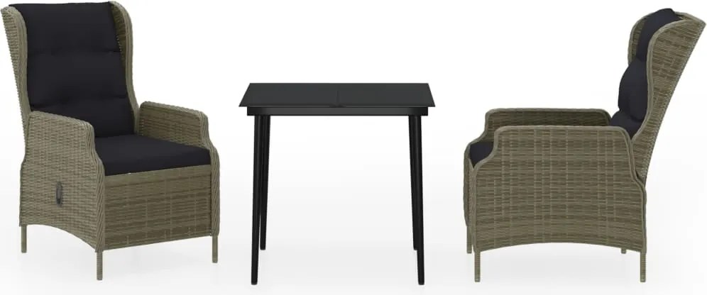 vidaXL 3 részes barna kerti étkezőgarnitúra