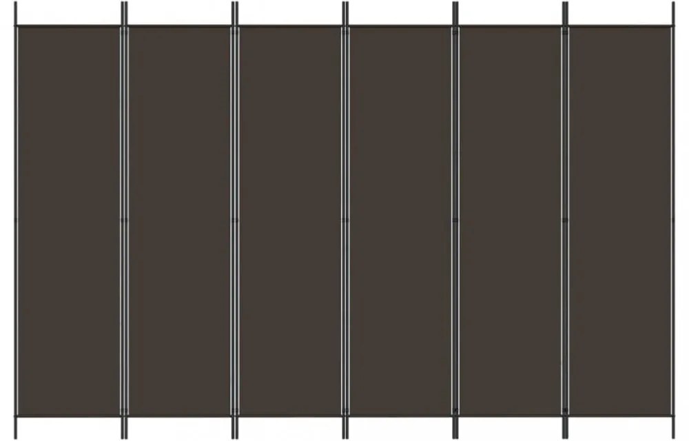 6 paneles barna szövet paraván 300x200 cm