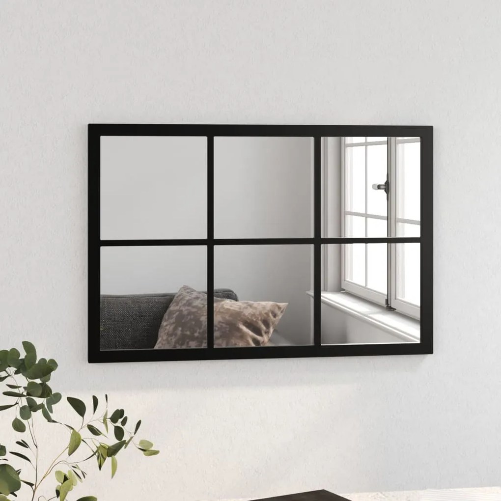 fekete fém fali tükör 60 x 40 cm