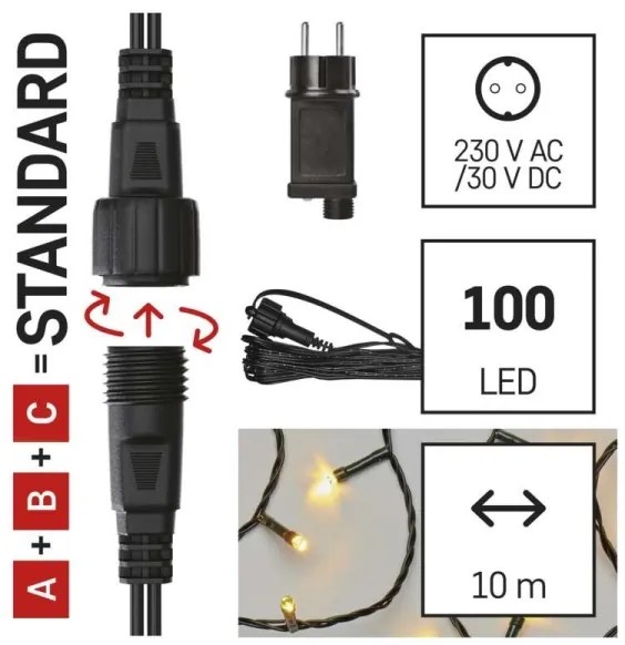 LED Karácsonyi kültéri lánc 100xLED/15m IP44 meleg fehér