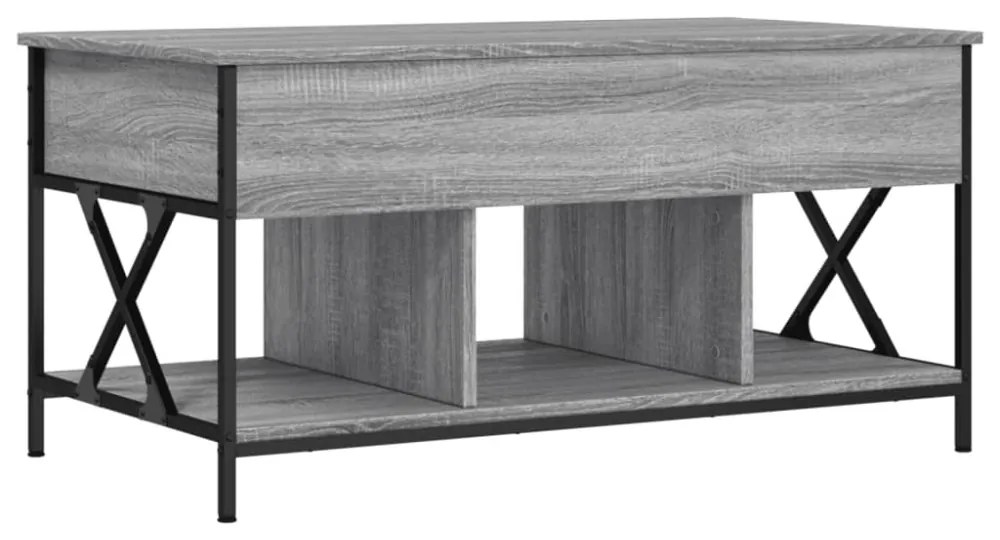 szürke sonoma szerelt fa és fém dohányzóasztal 100 x 55 x 50 cm