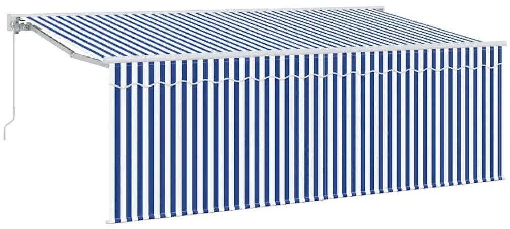 Behúzható napellenző Kék és fehér 350 x 200 cm Textil, fém
