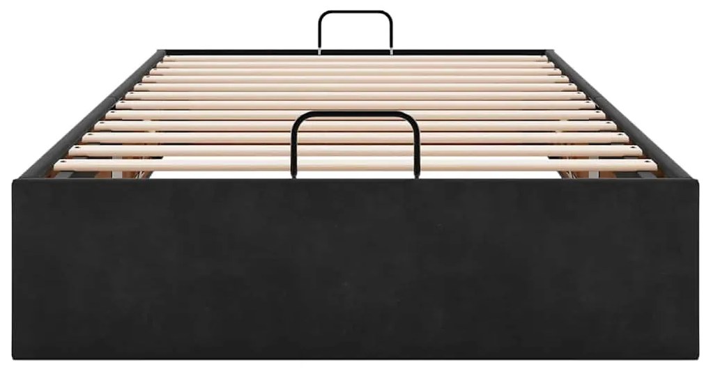 Ottomán ágykeret matrac nélkül fekete 100x200 cm bársony
