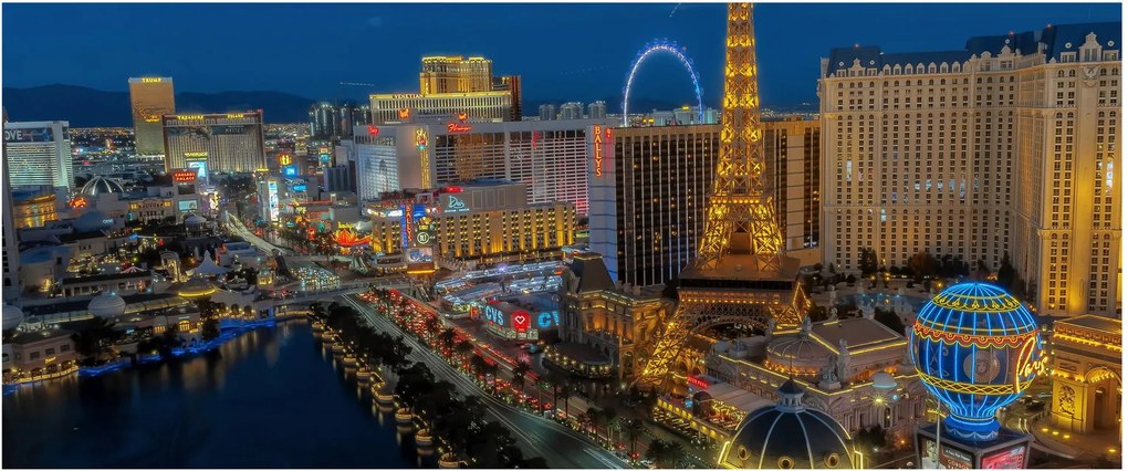 Éjszakai Las Vegas-i kép (120x50 cm)