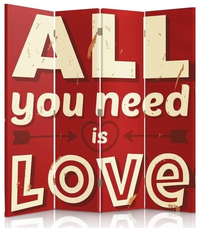 Gario Paraván All you need is love Méret: 145 x 170 cm, Kivitelezés: Forgó paraván 360°