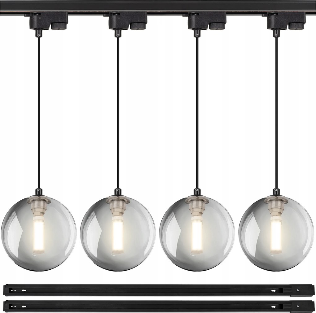 Sínvilágítás 2x Díszléc 1m 4x Lámpa függeszték G9 gömb Füst