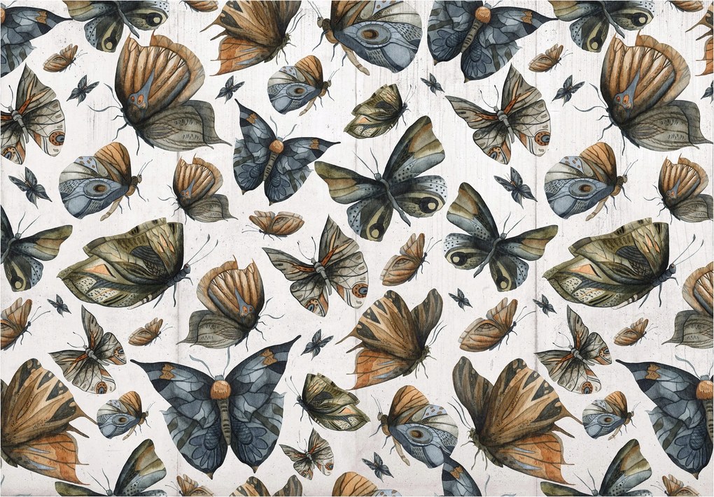 Flizelin fotótapéta Fehér pillangók akvarell világos háttérrel 460x300 +ragasztó