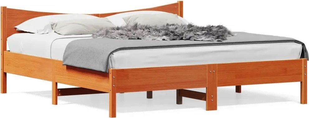 vidaXL viaszbarna tömör fenyőfa ágy matrac nélkül 180 x 200 cm