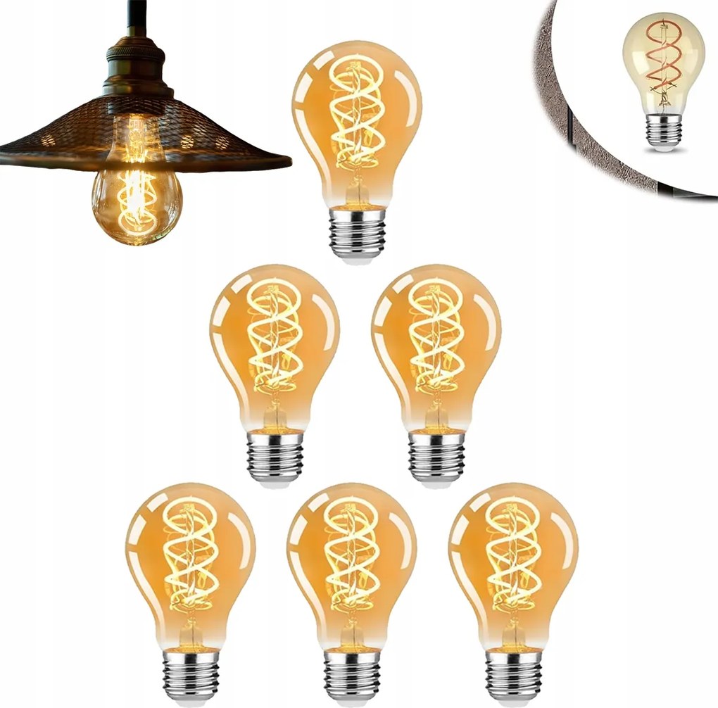 Led izzó E27 Filament 4W meleg 2200K Edison Retro Dekoratív Izzó 6 Db