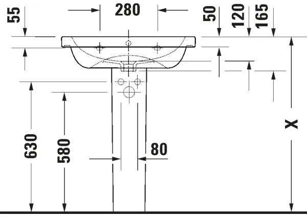 Duravit 23996500002 - D-CODE függesztett mosdó 65x48 cm kerámia/fényes fehér