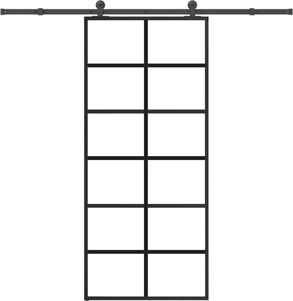 vidaXL ESG üveg és alumínium tolóajtó fémszerelvény-szettel 90x205 cm