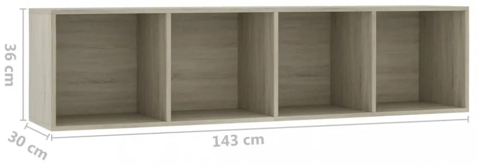 sonoma tölgy színű könyv-/TV-szekrény 143 x 30 x 36 cm