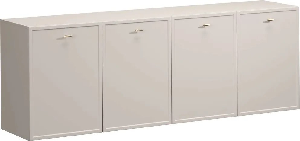 Lorini fali komód 200 cm négyajtós - kasmír / arany T-bar fogantyúk