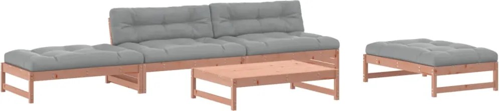 vidaXL 5 részes tömör duglászfenyő kerti társalgószett párnákkal