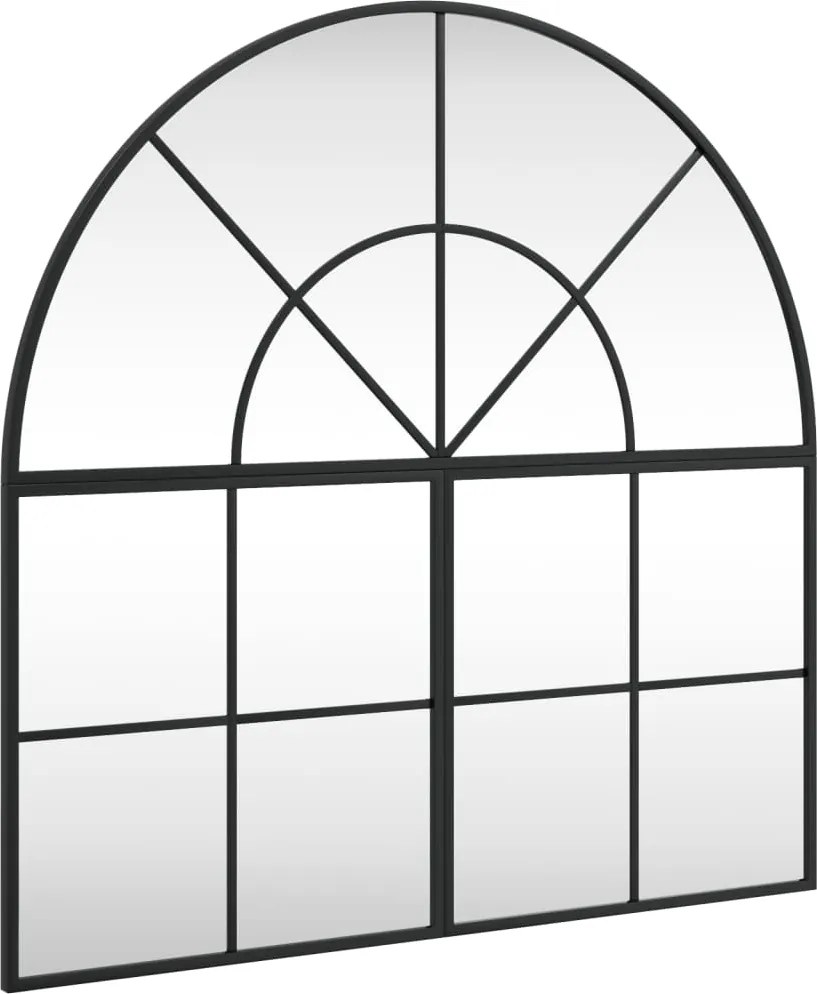 vidaXL fekete ívelt vas fali tükör 80 x 80 cm