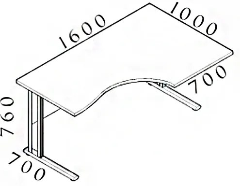 Visio ergonomikus asztal 160 x 100 cm, jobb, dió