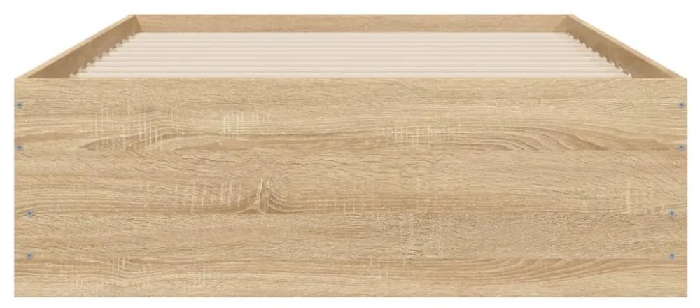 sonoma tölgy színű szerelt fa ágykeret fiókokkal 100 x 200 cm