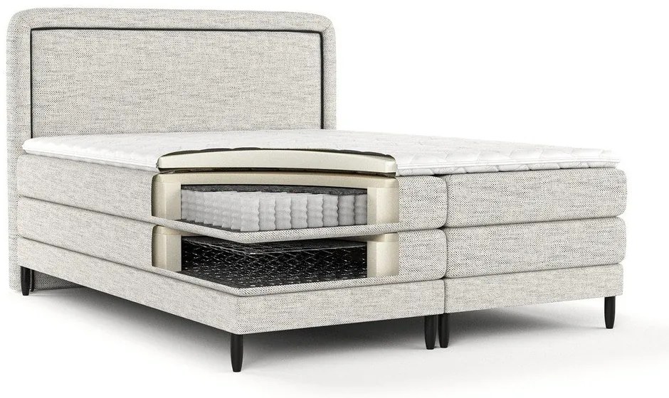 Világosszürke boxspring ágy 200x200 cm Dove – Maison de Rêve