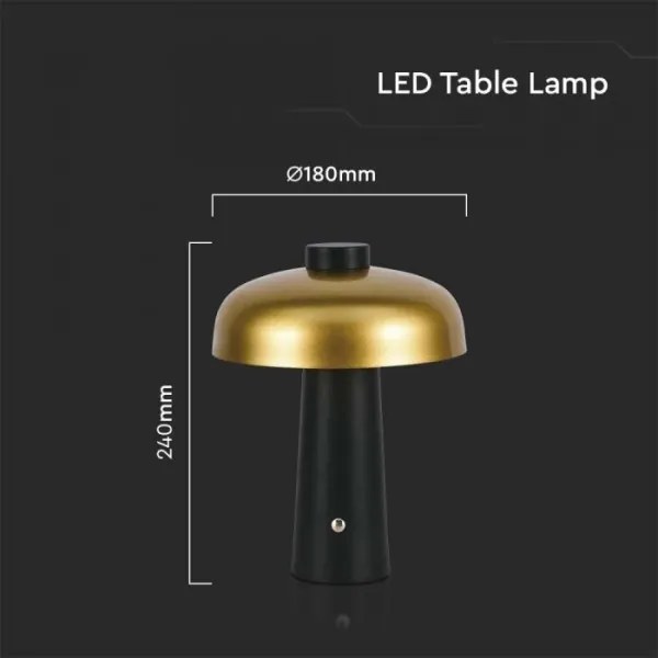 LED Dimmelhető Asztali lámpa tölthető LED/3W/5V 3000-6000K 1800 mAh fekete/arany