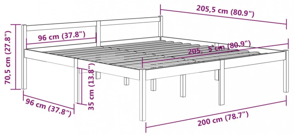 mézbarna tömör fenyőfa ágy időseknek 200 x 200 cm