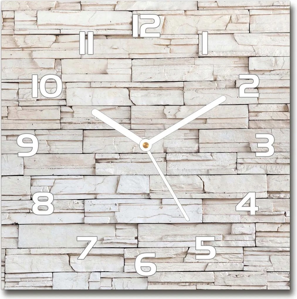 Üveg falióra szögletes fehér fali kő 30x30