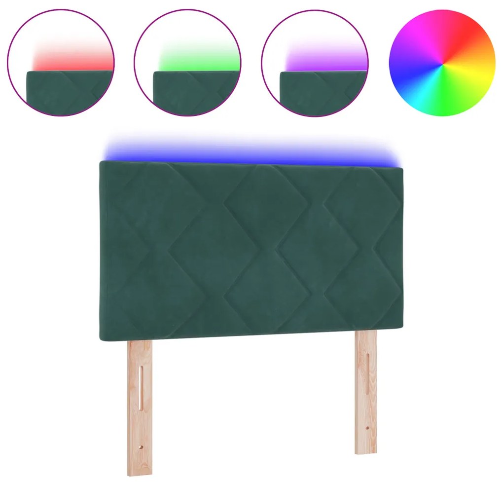 LED Fejtámla LED -es lámpákkal Sötétzöld 80 cm Bársony