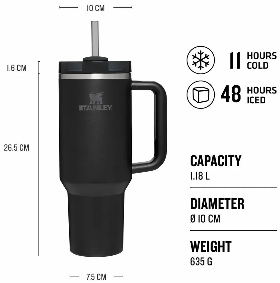 STANLEY Quencher H2.O FlowState pohár 1180 mlFekete tónusú fekete színű