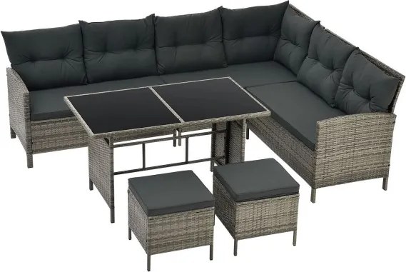 Juskys Manacor kerti rattan szett - szürke