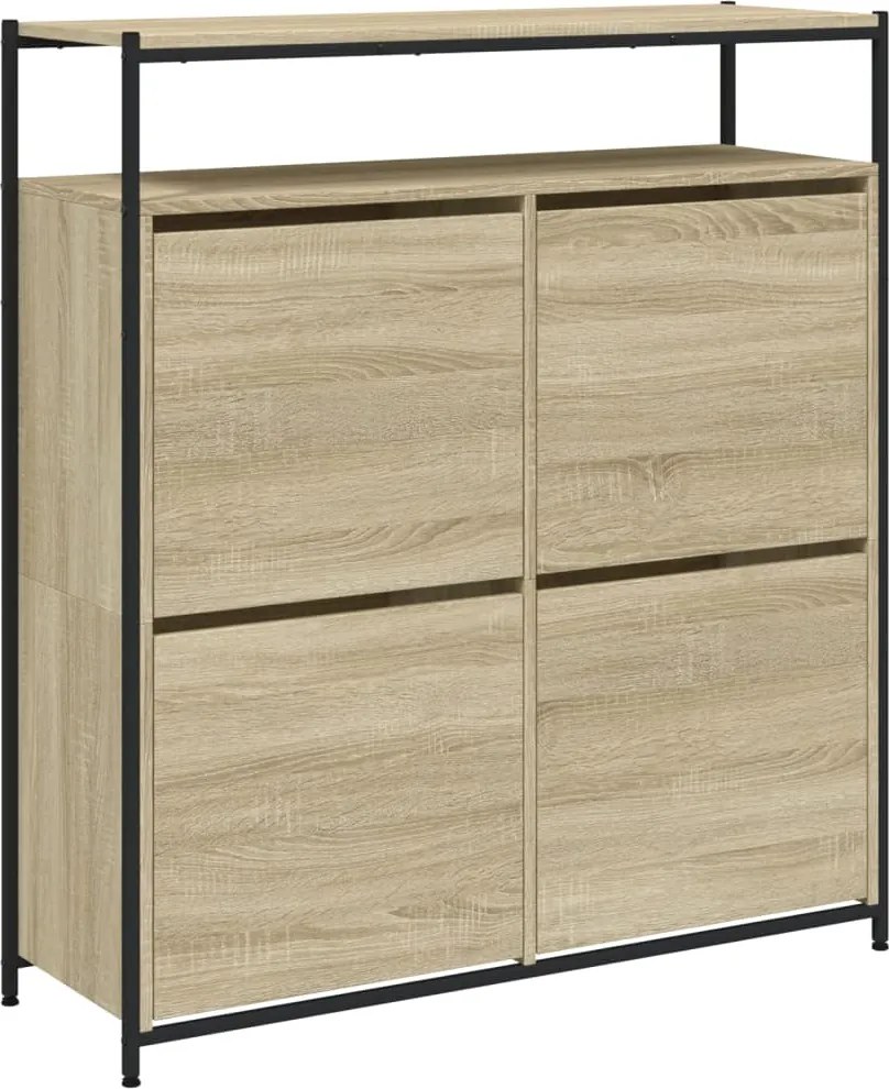 vidaXL sonoma tölgy cipőszekrény 4 kihajtható fiókkal 100x34x112 cm