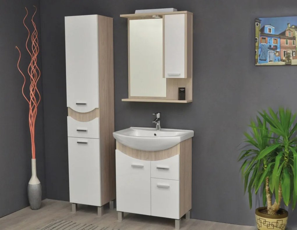 TMP ZX 75 - SONOMA - álló fürdőszobabútor - Sanovit ZENON - 6075 porcelán mosdóval - 75 x 50 cm