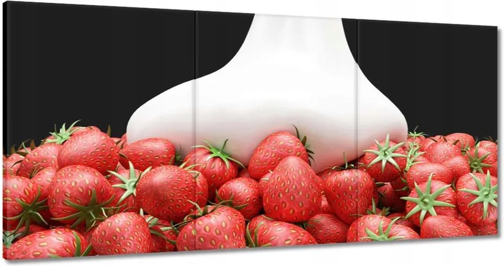 Vászonkép 180x90 Eper tejjel 3D