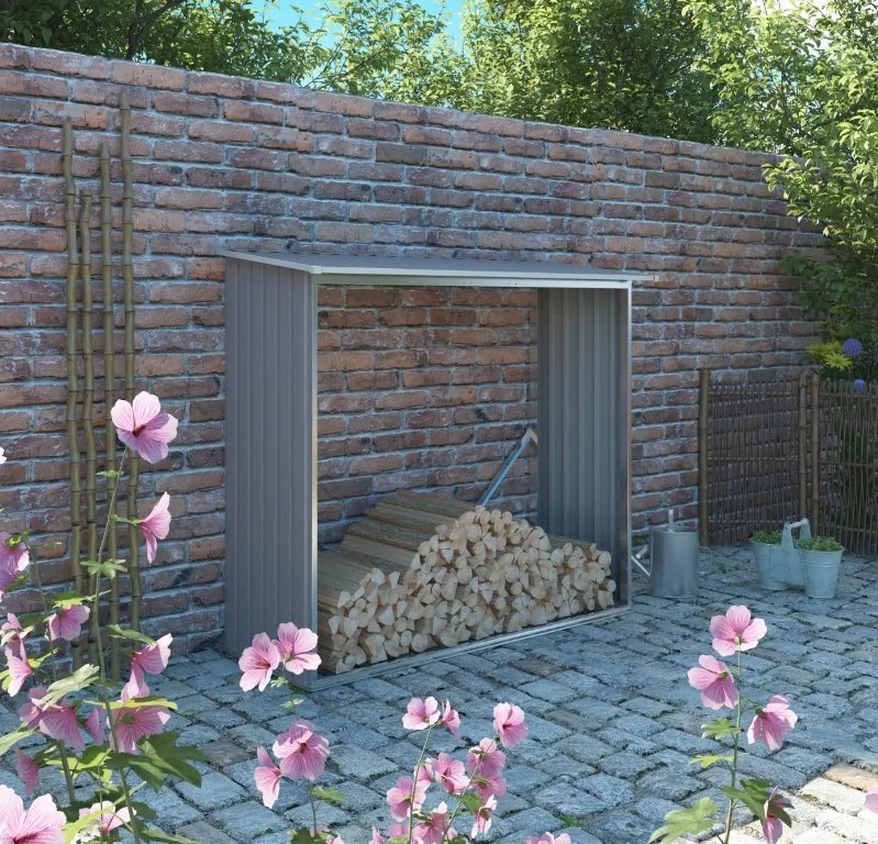 Tüzifa tároló 1,7m3, 182 x 75 cm, szürke, Penta G21
