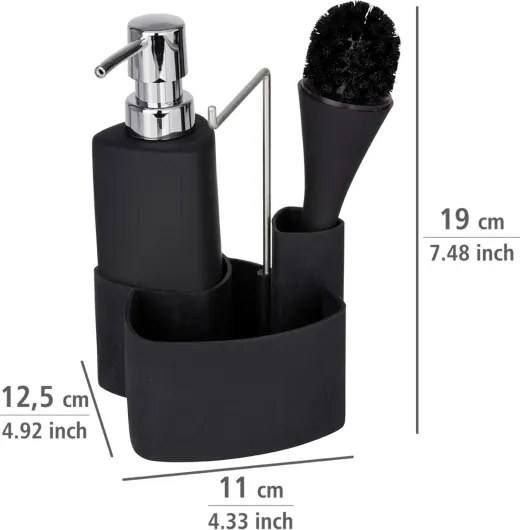 WENKO 3620127800 - EMPIRE mosókészlet 11x19 cm, fekete/ezüst